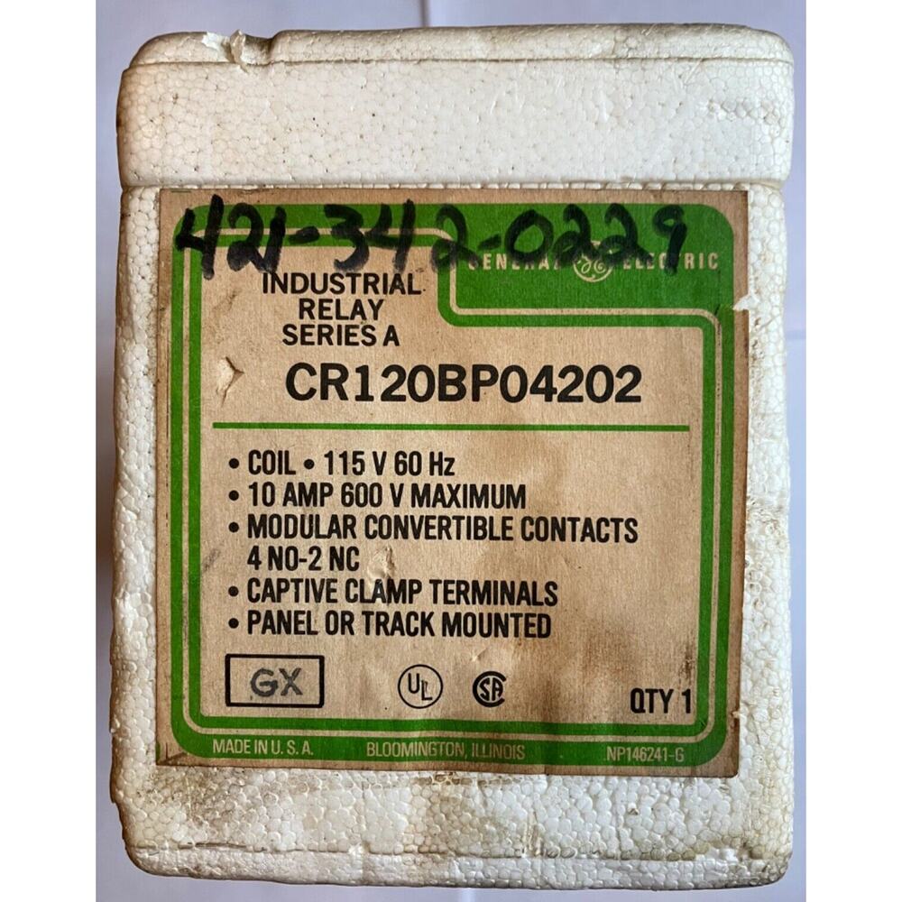 NEW GENERAL ELECTRIC CR120BP04202 RELAY SERIES A 115V CAPTIVE CLAMP TERMINALS